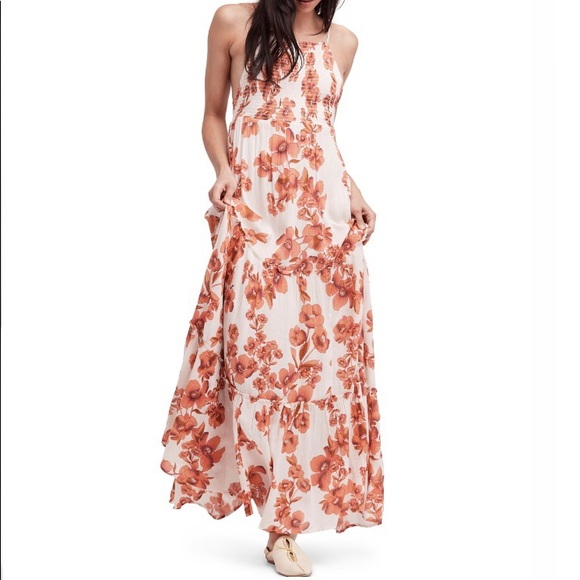 NWT XS Free People Floral Maxi Dress - Picture 1 of 5